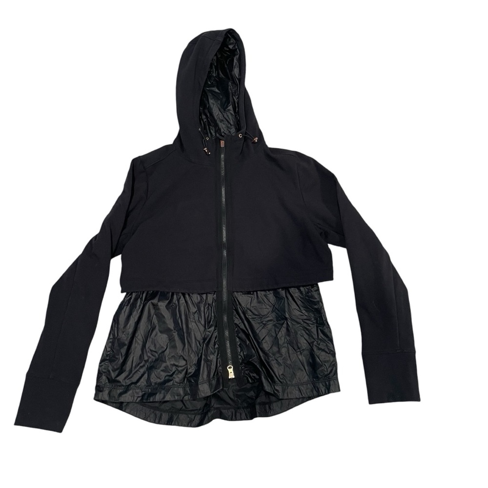 Athleta Black Hooded Layered Jacket